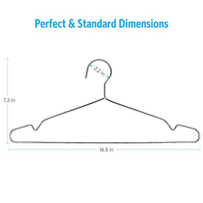 Fayleeko Stainless Steel Wire Hangers - 50 Pack Heavy Duty, Space Saving 16.5 inch Ultra Thin Coat Hangers - size: 50Pack 16.5inch