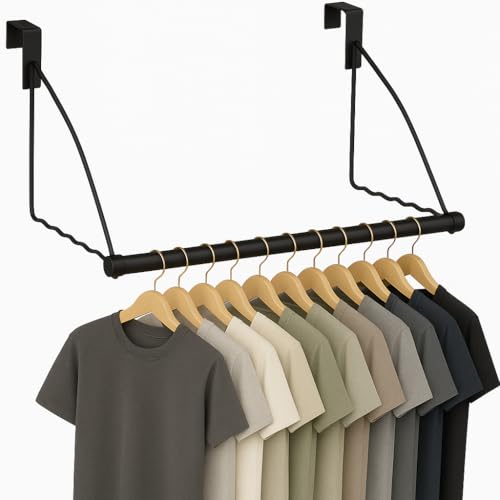 HOLDN’ STORAGE Over The Door Hanger for Clothes, Black - color: Black