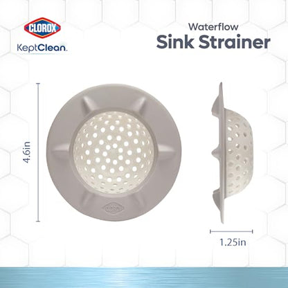 Clorox KeptClean™ WaterGuard Sink Strainer – 2 Pack, Almond Cream - Elevated Drain Protector with Open-Flow Ribbed Design for Kitchen Sink Drainage & Food Debris Collection - color: Almond Cream