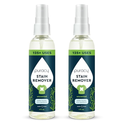 Puracy Stain Remover, Travel and Laundry Stain Cleaner for Clothes, Baby Essentials, Kids Stains, Oil and Fabric Spot Cleaner, (Stain Remover Spray, 4 fl oz, 2 Pack) - size: 4 Fl Oz (Pack of 2)