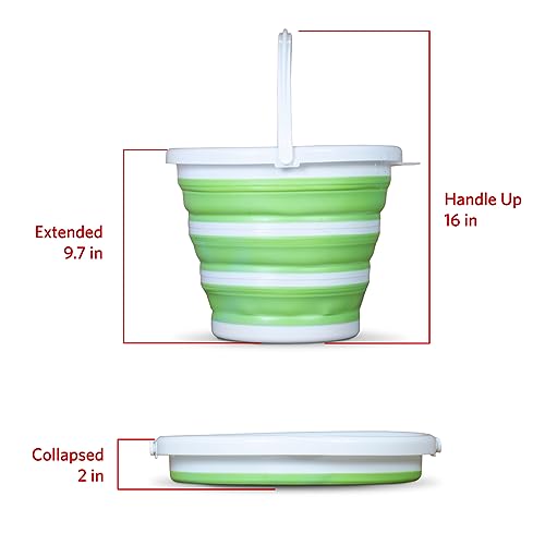Pine-Sol Collapsible Bucket 2.6 Gallon - Multipurpose Foldable Pail for Cleaning, Car Wash, Outdoor, and Camping - Portable Round Plastic Tub with Handle (Pack of 6) - size: 2.6G (Pack of 6)