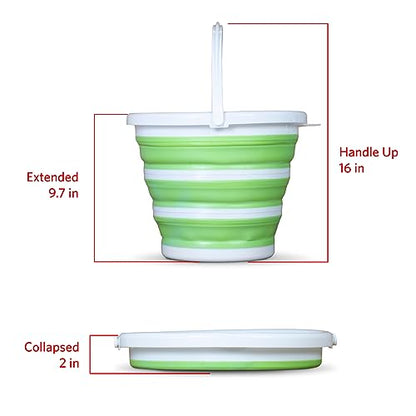 Pine-Sol Collapsible Bucket 2.6 Gallon - Multipurpose Foldable Pail for Cleaning, Car Wash, Outdoor, and Camping - Portable Round Plastic Tub with Handle (Pack of 6) - size: 2.6G (Pack of 6)