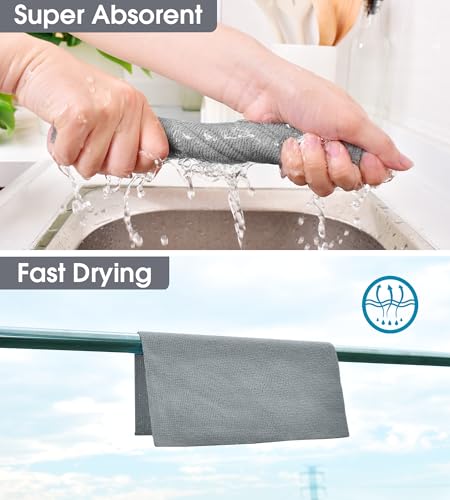 KitchLife Microfiber Cleaning Cloth Roll - Tear-Away Reusable Microfiber Paper Towels, Lint-Free, Washable, 20 Sheets for Kitchen, Car, Dishes, and Sensitive Surfaces (Dark Grey) - color: Dark Grey
