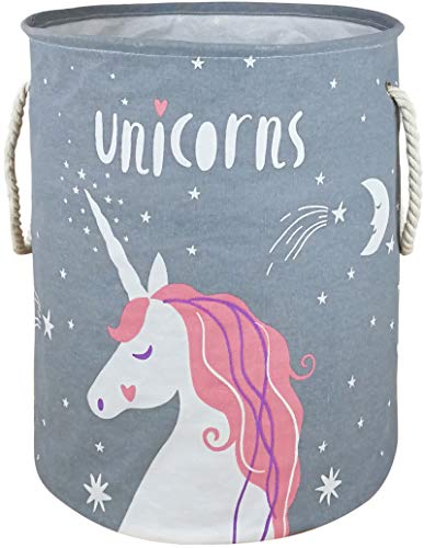 Round Laundry Basket Storage Bins Nursery Hamper Gift Baskets for Home,Office,Home Decor - color: Unicorn
