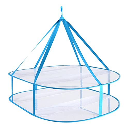 2 Tier Folded Mesh Clothes Hanging Dryer,Stackable Sweater Drying Rack