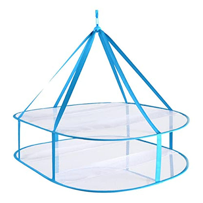 2 Tier Folded Mesh Clothes Hanging Dryer,Stackable Sweater Drying Rack