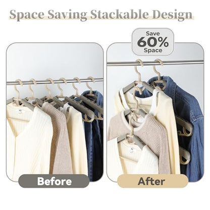 12-Pack Heavy Duty Plastic Extra-Wide Arm 15"-23" Suits Clothes Hangers with Swivel Hooks,Perfect for Coat,Jacket,Dress,Shirt,Trousers or Closet Space Saving,Grey&Tan - color: Gray-12 Pack