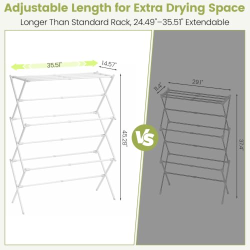 APEXCHASER Oversized Clothes Drying Rack, 45.28" H × 14.57" D - color: Grey White, size: Large