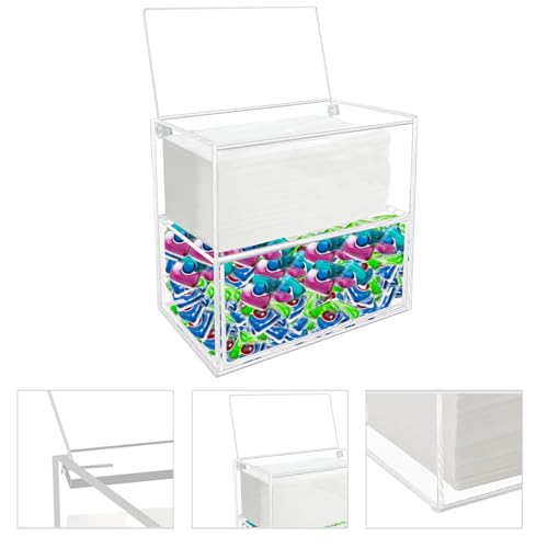Dryer Sheet Holder Box Acrylic Laundry Sheets Container Storage Dispenser - color: Clear-2tier
