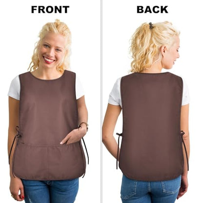 TFTAFAN Cobbler Apron Unisex Waterproof Apron with 2 Deep Pockets Art Smock for Painting Cleaning Artiest Apron work kitchen - color: Coffee & Khaki & Green