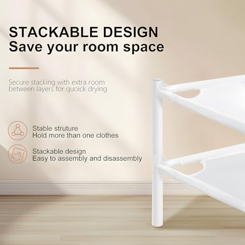 Sweater Drying Rack, 2-Layer Clothes Drying Rack Flat Mesh Stackable Laundry Drying Rack for Sweaters Socks Toys Indoor&Outdoor Use - size: 2-tier