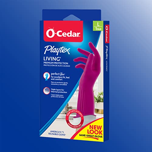 Playtex Living Reuseable Rubber Cleaning Gloves (Large, 2 Pairs), Premium Protection Reusable Household Gloves - size: Large (Pack of 2)