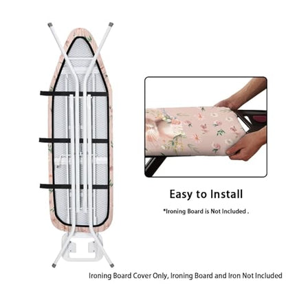 Easter Bunny and Flower Ironing Board Cover Replacement Iron Board Cover Easter Decoration Tabletop Heavy Duty Padded Iron Board Covers with Elastic Edge - color: Bunny and Flower
