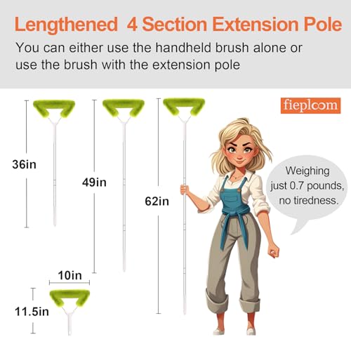 Window Mesh Screen Cleaner & Bathtub Tile Scrubber Brush with 28in Telescopic Handle, Soft Plastic Bristles