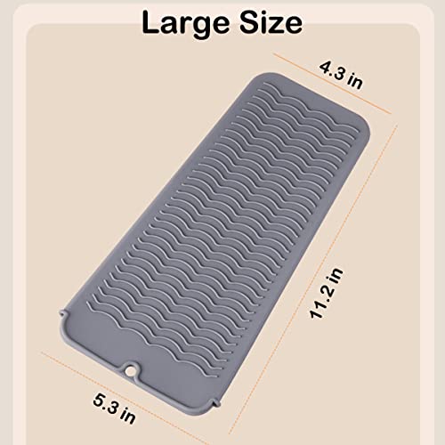2 Heat Resistant Silicone Mat with Hanging Hole, Straightener Heat Resistant Travel Mat & Pouch for Curling Iron, Flat Iron and Other Hot Hair Styling Tools, 11 x 5 in, Gray - color: Gray, size: 2 Pack