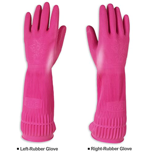 Mamison Kitchen Rubber Gloves New Band, 1 Pair, Large, Made in Korea - size: Large