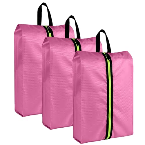 Shoe Bags for Travel, Large Capacity Oxford Fabric 3 Pack Pink - color: Pink