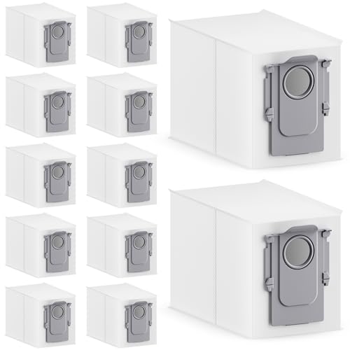 12 Packs Dust Bag Replacement for Robo-rock S8 MaxV Ultra, S8 Max Ultra Robot Vacuum Cleaner Accessories, 3.6L Large Capacity Leak-Proof Vacuum Bags, 12 Packs