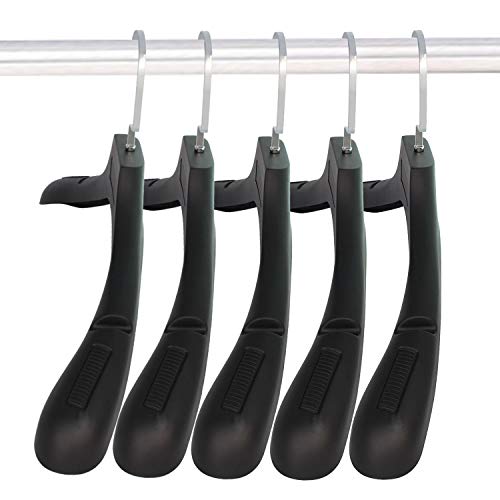 DEDU Suit Hangers for Men 20 Pack, Extra Wide Suit Hanger Non Slip Width 17.7", Thick Plastic Coat Hangers Black with Metal Hook - color: Black-20