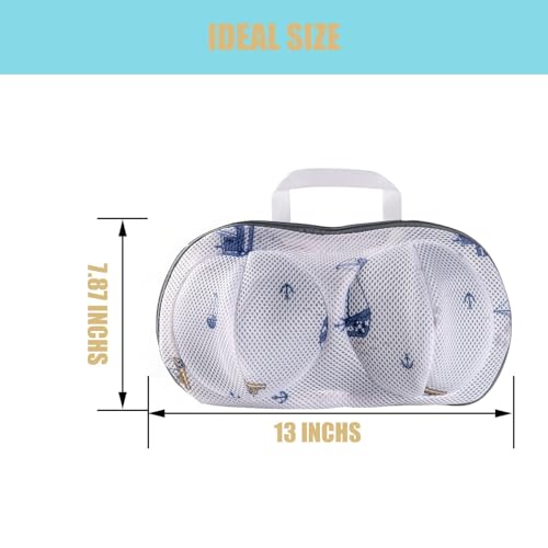 2Pcs Bra Mesh Laundry Bags for Delicates with Premium Zipper Bra Washing Bag for Laundry，Lingerie Bags for Washing Delicates underwear,integrated washing and care - color: Sailing boat-2PCS