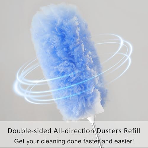 30 Duster Refills with 3.6FT Extension Pole, 360° Disposable Dusters Refills Compatible with Swiffer for Cleaning Furniture, Blinds, Ceiling Fans, Walls