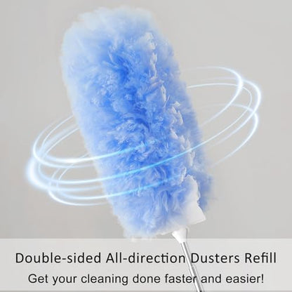 30 Duster Refills with 3.6FT Extension Pole, 360° Disposable Dusters Refills Compatible with Swiffer for Cleaning Furniture, Blinds, Ceiling Fans, Walls