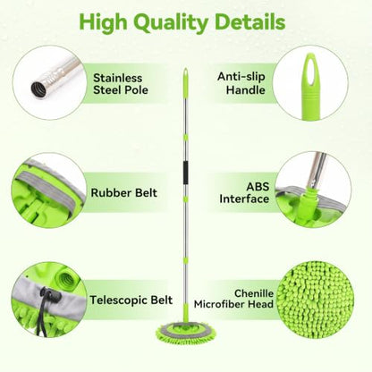 Ordenado 62" Car Wash Brush with Long Handle, 6Pcs Car Wash Kit Exterior - color: Green