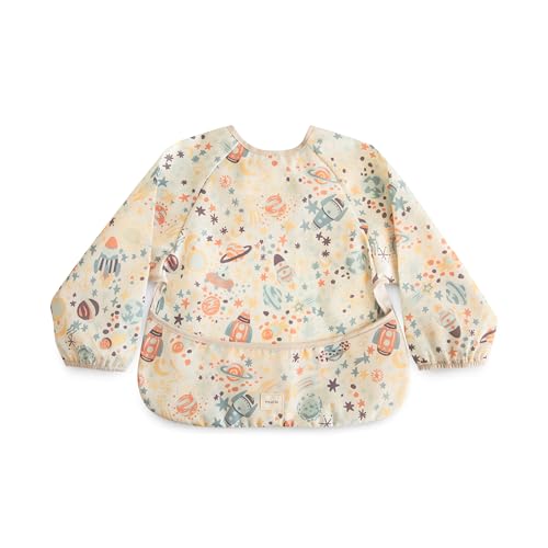 mushie Long Sleeve Baby Bib | Water Resistant Adjustable Fit - color: Space