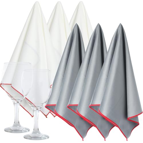 VitalCozy 6 Pcs Polishing Cloths for Wine Glass, Gray, White - color: Gray, White