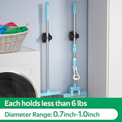 reliahom Broom Holder Wall Mount Mop Grippers organizer wall hanging,10Pack - color: Black, size: 10 Pack 1Rack