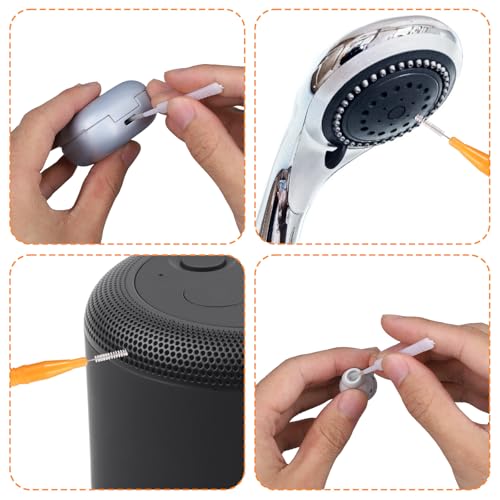 70pcs Shower Head Cleaner Tools, 2 Styles Showerhead Cleaning Brushes Picks Bathroom Household Accessories for Unclogging Tiny Nozzles Small Holes Faucets Sink Gaps(Orange & White)