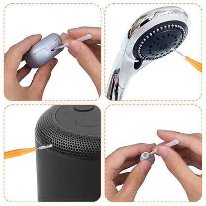 70pcs Shower Head Cleaner Tools, 2 Styles Showerhead Cleaning Brushes Picks Bathroom Household Accessories for Unclogging Tiny Nozzles Small Holes Faucets Sink Gaps(Orange & White)