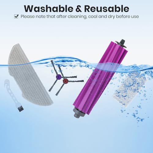 E20 Plus Replacement Parts for Eureka E20 Plus Robotic Vacuum Cleaner Parts with 2 Roller Brush, 4 HEAP, 6 Mops, 8 Side Brushes,1 Screwdriver, 1 Clean Brush