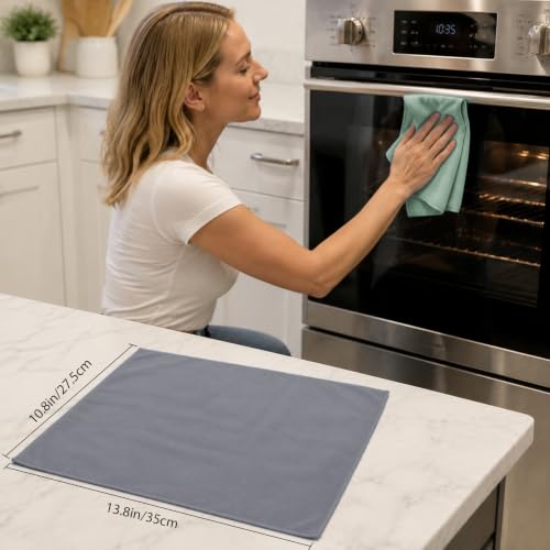 Puomue 12 Pack Microfiber Glass Cleaning Cloth, 10.8 Inch x 13.8 Inch, Lint Free Quickly Clean Windows, Mirrors, Glasses, Phone Screens, Camera Lenses (Grey+Blue+Green) - color: Grey+blue+green