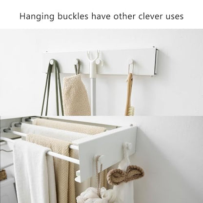 RFOUO Wall Mounted Clothes Drying Rack,White 19.7" with Hooks - size: 19.7 Inch with hooks