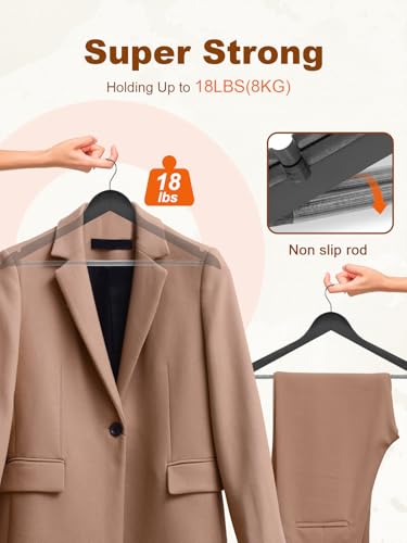 HOUSE DAY Black Wooden Hangers 20 Pack, Solid Wood Coat Hangers for Closet - color: Black, size: 20 Pack