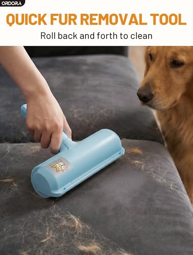 ORDORA Pet Hair Remover Roller, Reusable Lint Roller for Dog and Cat Hair - color: B：blue