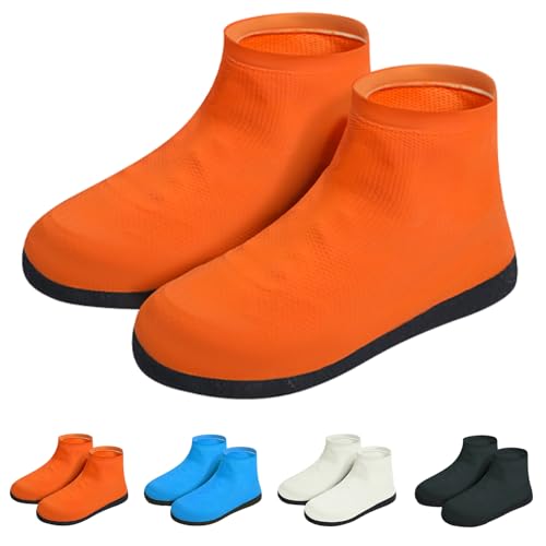 Waterproof Shoe Covers, Reusable Latex Rain Shoe Covers, Orange, M - color: Orange, size: M