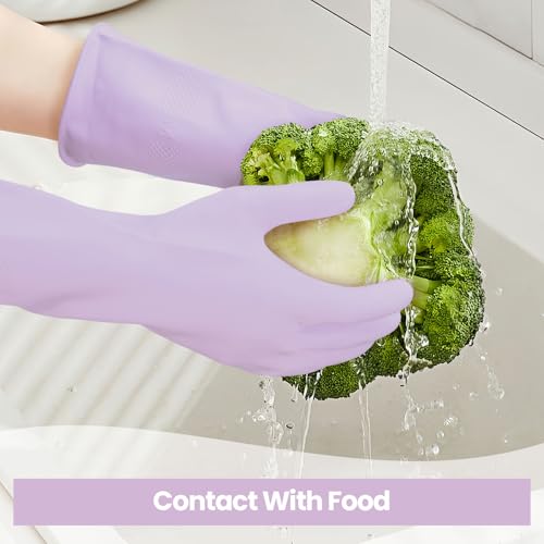2 Pairs Reusable Rubber Cleaning Gloves, Waterproof & Durable Latex Dishwashing Gloves for Kitchen, Bathroom & Household Cleaning, Flexible & Long-Lasting with Non-Slip(Medium)