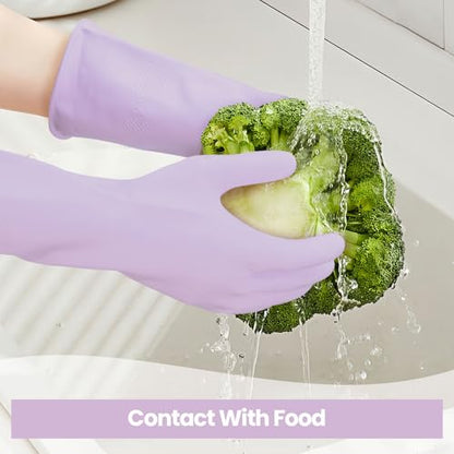 2 Pairs Reusable Rubber Cleaning Gloves, Waterproof & Durable Latex Dishwashing Gloves for Kitchen, Bathroom & Household Cleaning, Flexible & Long-Lasting with Non-Slip(Medium)