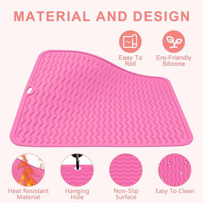 Oversize Silicone Heat Resistant Mat for Hair Tools - color: Hotpink