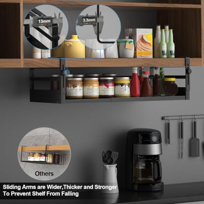 AmonHouseware 2Pack Expandable Under Shelf Storage Basket Organizer,Black - color: Black