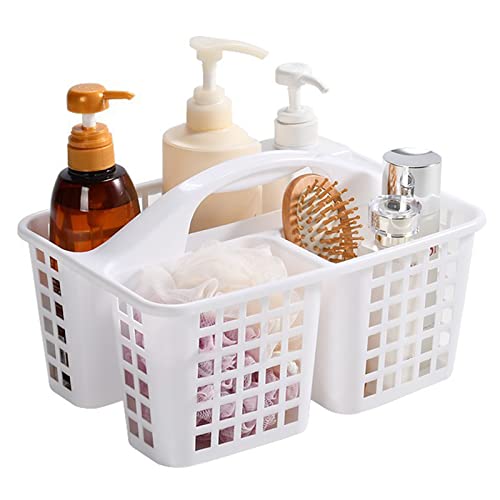 Portable Shower Caddy Basket Plastic Storage Basket with Compartments White - color: White