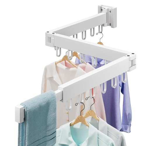 Abiglifty Clothes Drying Rack Wall Mounted, Laundry Drying Rack Collapsible