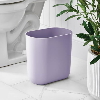 iDesign Small Slim Plastic Bathroom Trash Can, Purple - color: Wisteria, style: Pack of 1