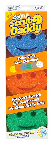 Scrub Daddy Colors Kitchen Sponges - Scratch-Free Dishwashing Sponges & Sponge for Kitchen Sink, Bathroom & Household Cleaning - BPA-Free Polymer Foam (3 Count) - size: 3 Count (Pack of 1)