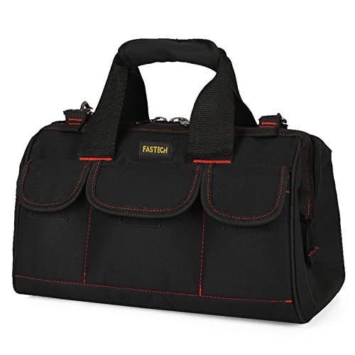 FASTECH 20-inch Heavy Duty Tools Bag with Wide Mouth for Tool Storage, Carrier and Organizer, Tote Bag for Men, Wide Mouth Tote Bag With Inside Pockets (20 Inch) - size: 20IN STANDARD