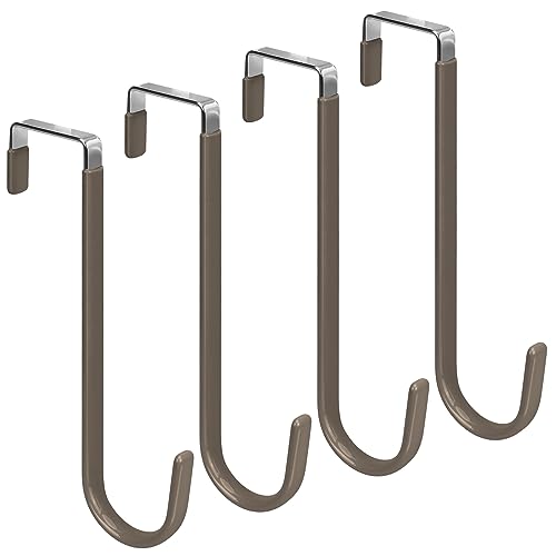 FYY Over the Door Hooks, Single-Hanger 4 Pack, Fits Doors 1.6" Brown - color: A Brown, size: Long, style: 4 Pack