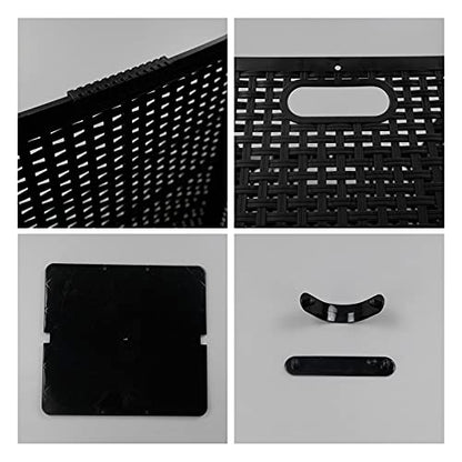 42 L Plastic Storage Basket, Folding Laundry Hamper, Black, 2 Packs