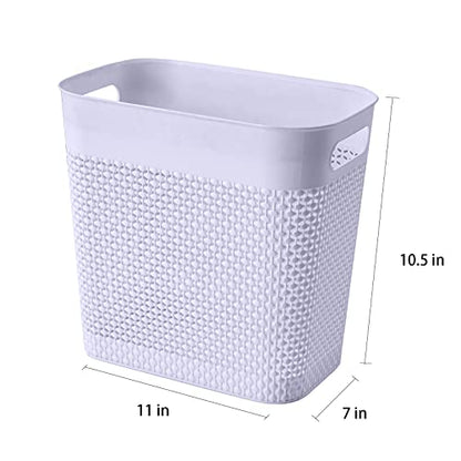 UUJOLY Small Plastic Trash Can Wastebasket Bin, 3 Gallon, Grey/2Pack - color: Grey, size: 2 Pack